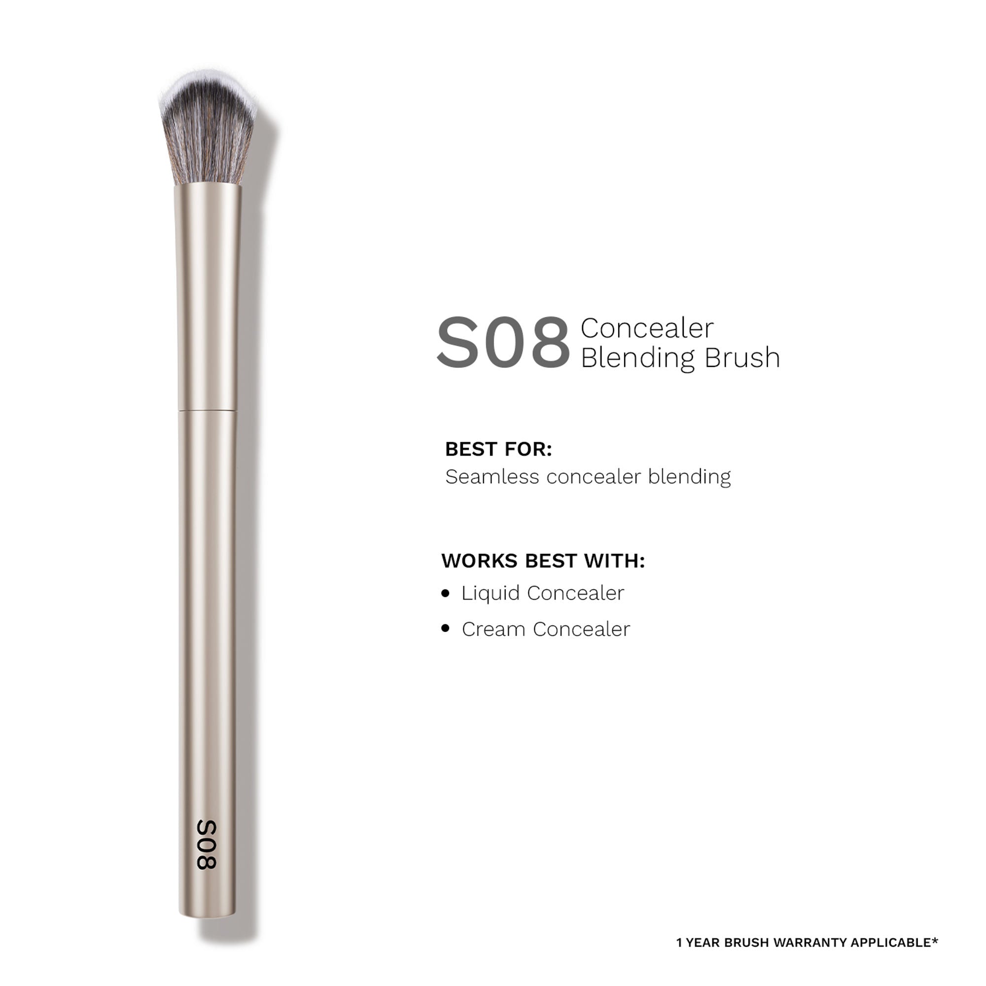 PAC Studio S08 Concealer Blending Brush - Dome Shaped Lightly Packed Bristles, Ensures Effortless Blending