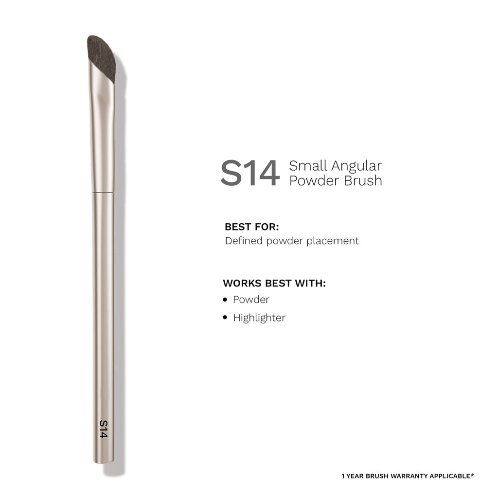 PAC Studio S14 Small Angular Powder Brush - Short Angled Brush for Precise Detailing & Lash Line Definition