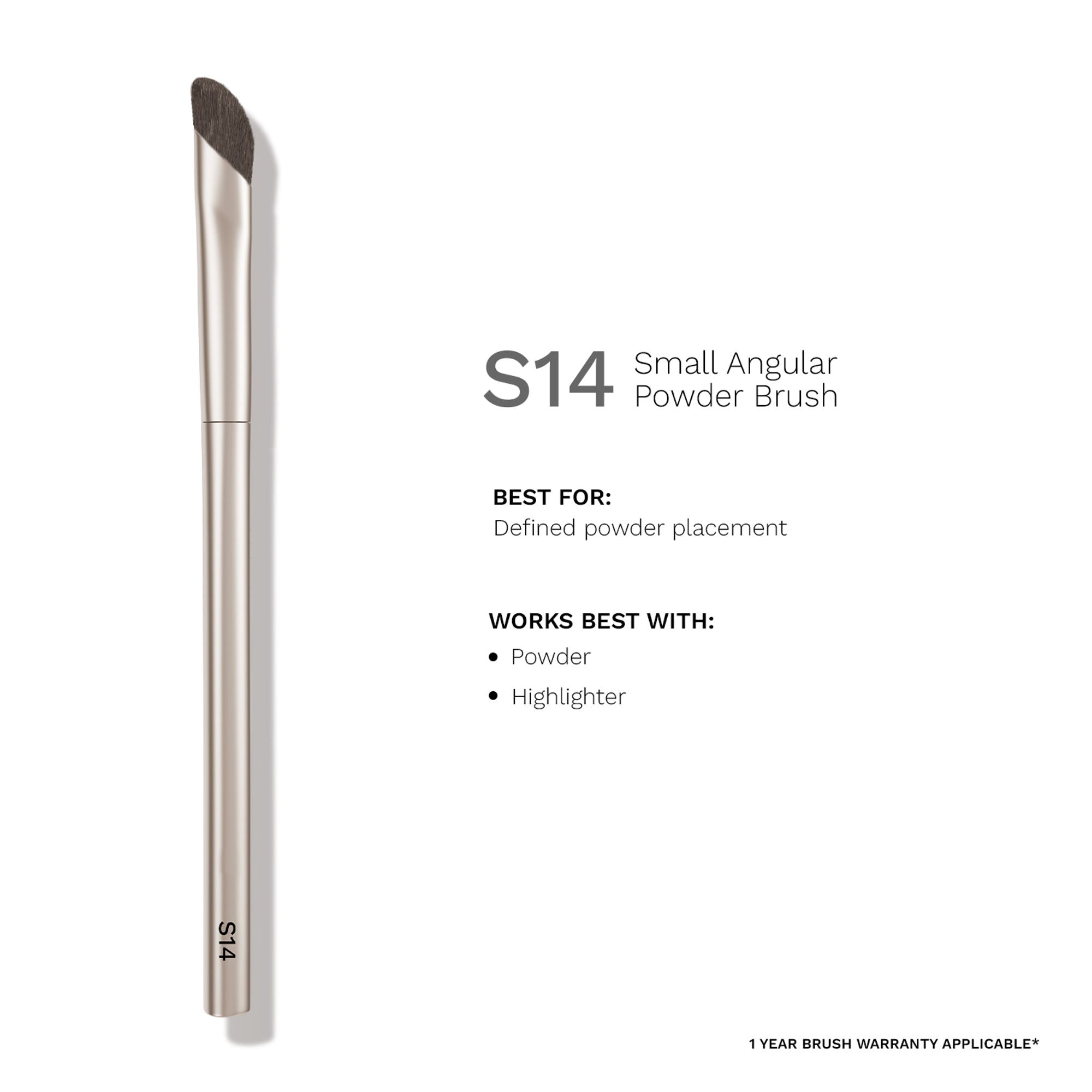 PAC Studio S14 Small Angular Powder Brush - Short Angled Brush for Precise Detailing & Lash Line Definition