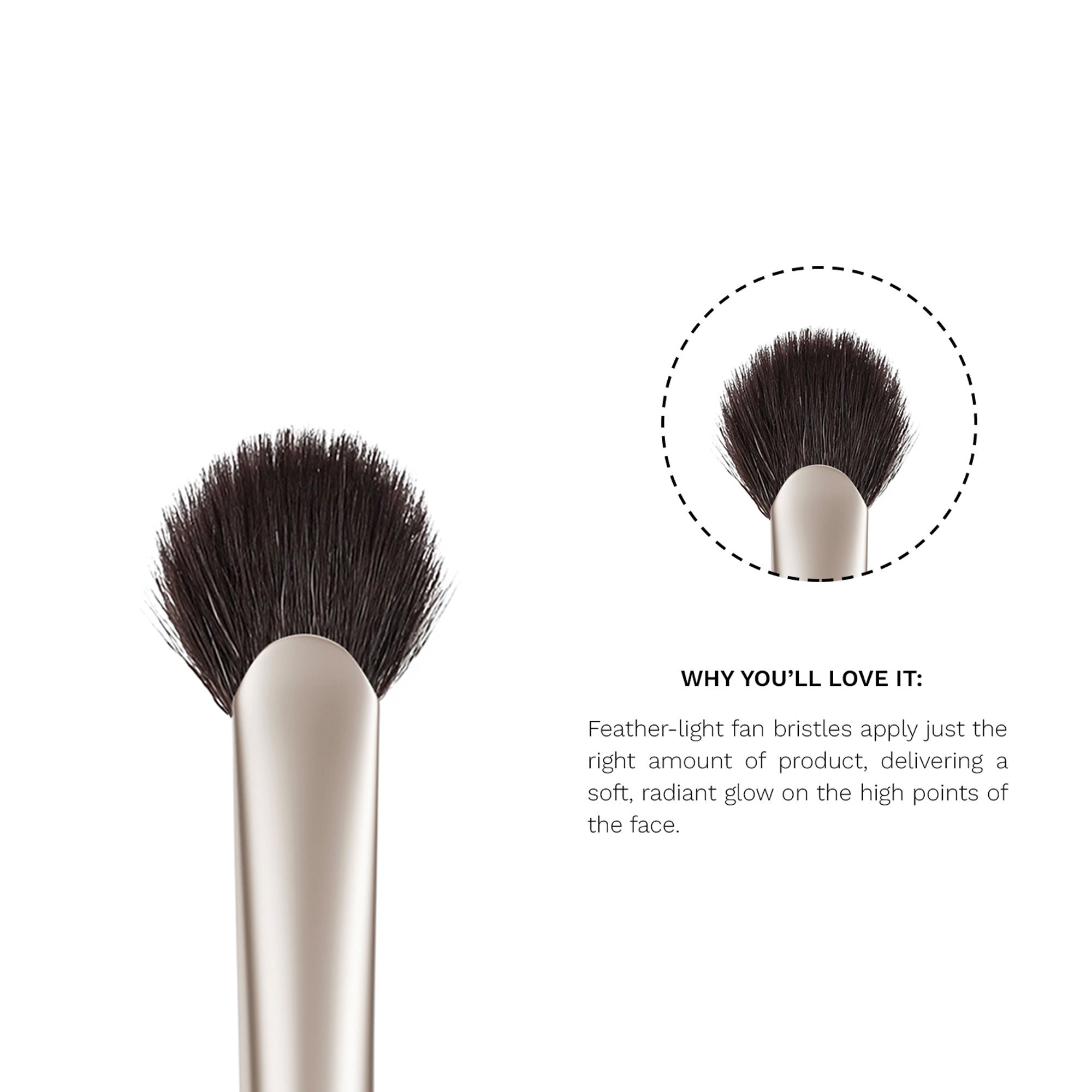 PAC Studio S16 Highlighter Fan Brush - Feather Light Application, Ultra Soft Bristles, Even Application