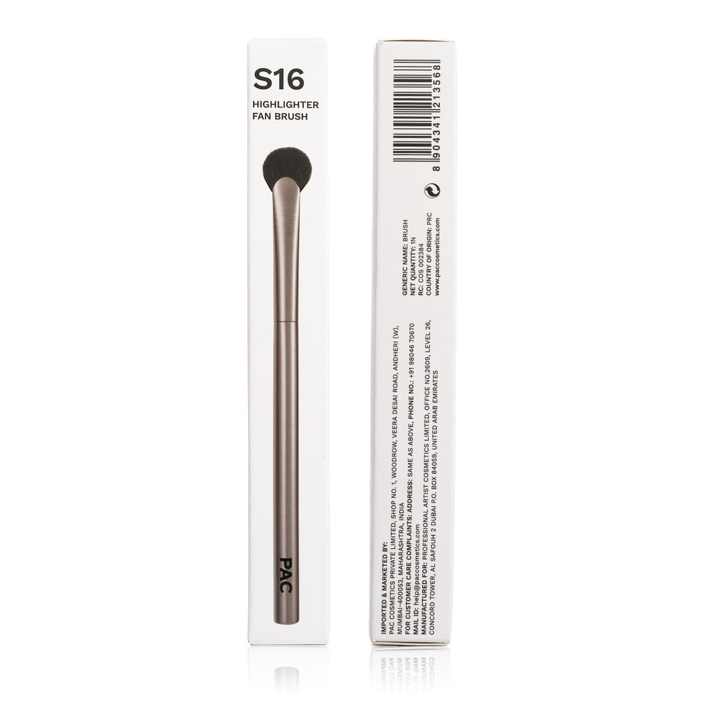 PAC Studio S16 Highlighter Fan Brush - Feather Light Application, Ultra Soft Bristles, Even Application