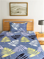 Home Sizzler Grey & White Floral 144 TC Single Bedsheet with 1 Pillow Covers