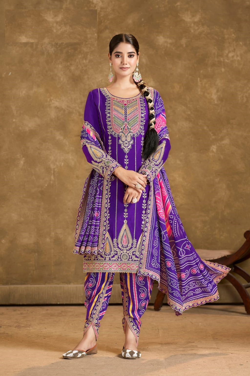 Anaita Purple Chinon Sequence Embroidered Readymade Salwar Suit - Distacart