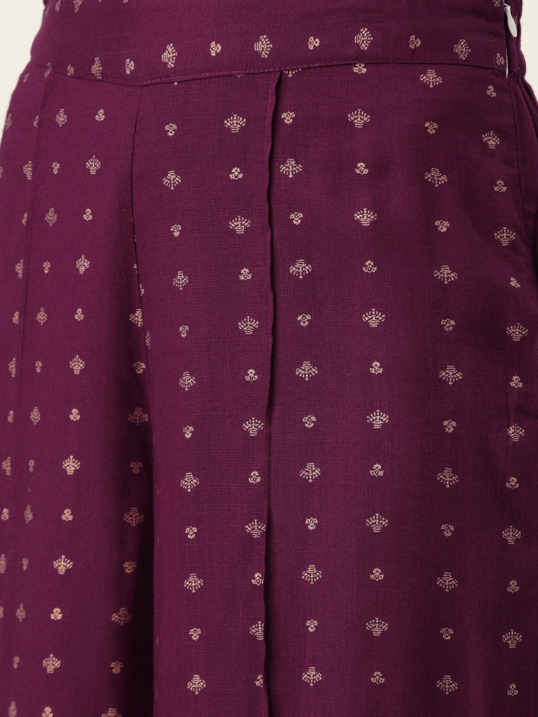 Sangria Women Wine-Coloured & Golden Khari Printed Kurta with Palazzos