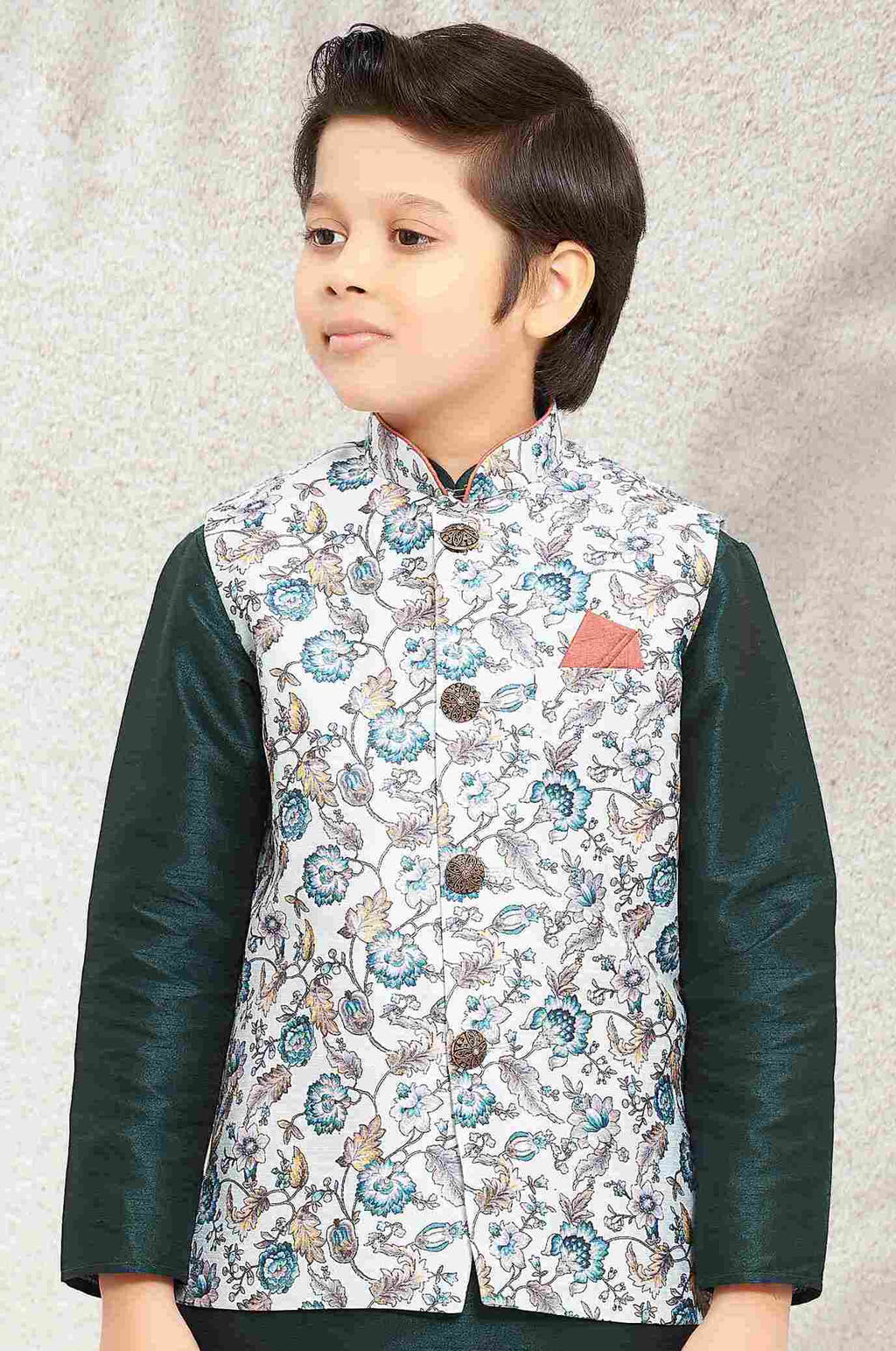 Raivat Ethnic Banarasi Silk Digital Printed Kurta Pajama With Jacket In Pista Green Colour - Distacart