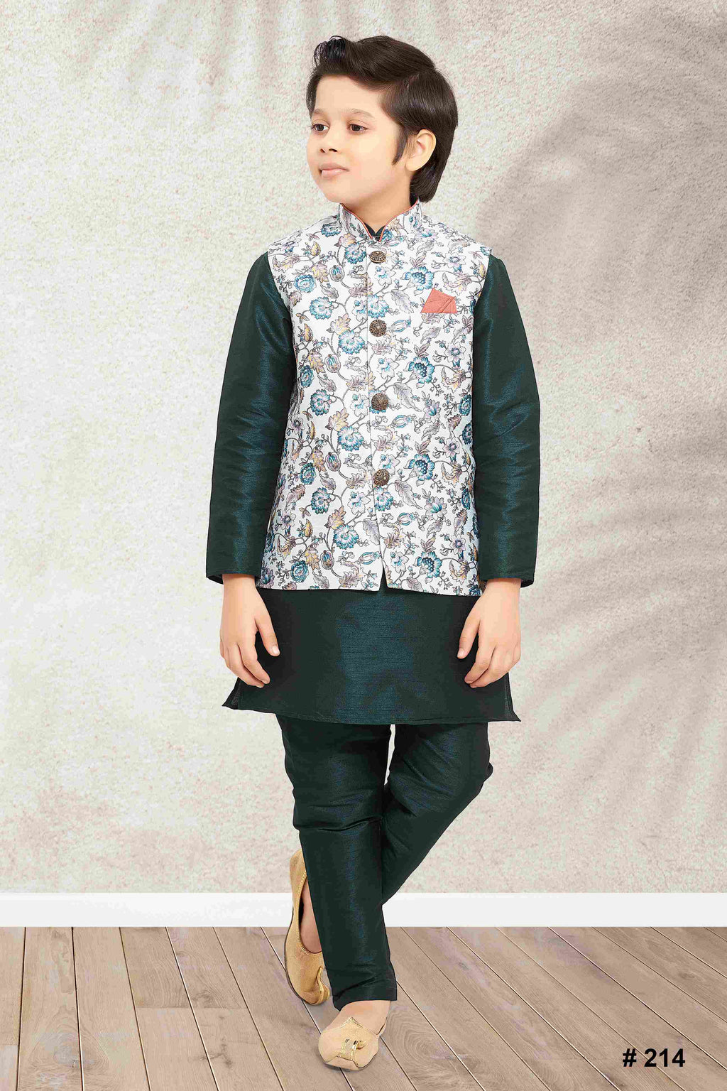 Raivat Ethnic Banarasi Silk Digital Printed Kurta Pajama With Jacket In Pista Green Colour - Distacart
