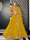 Myra Yellow Georgette Embroidered Designer Lehenga