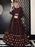 Myra Purple Georgette Embroidered Designer Lehenga