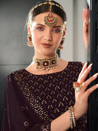 Myra Purple Georgette Embroidered Designer Lehenga