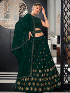 Myra Green Georgette Embroidered Designer Lehenga