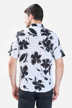 Xkind White Floral Printed Textured Regular Fit Shirt