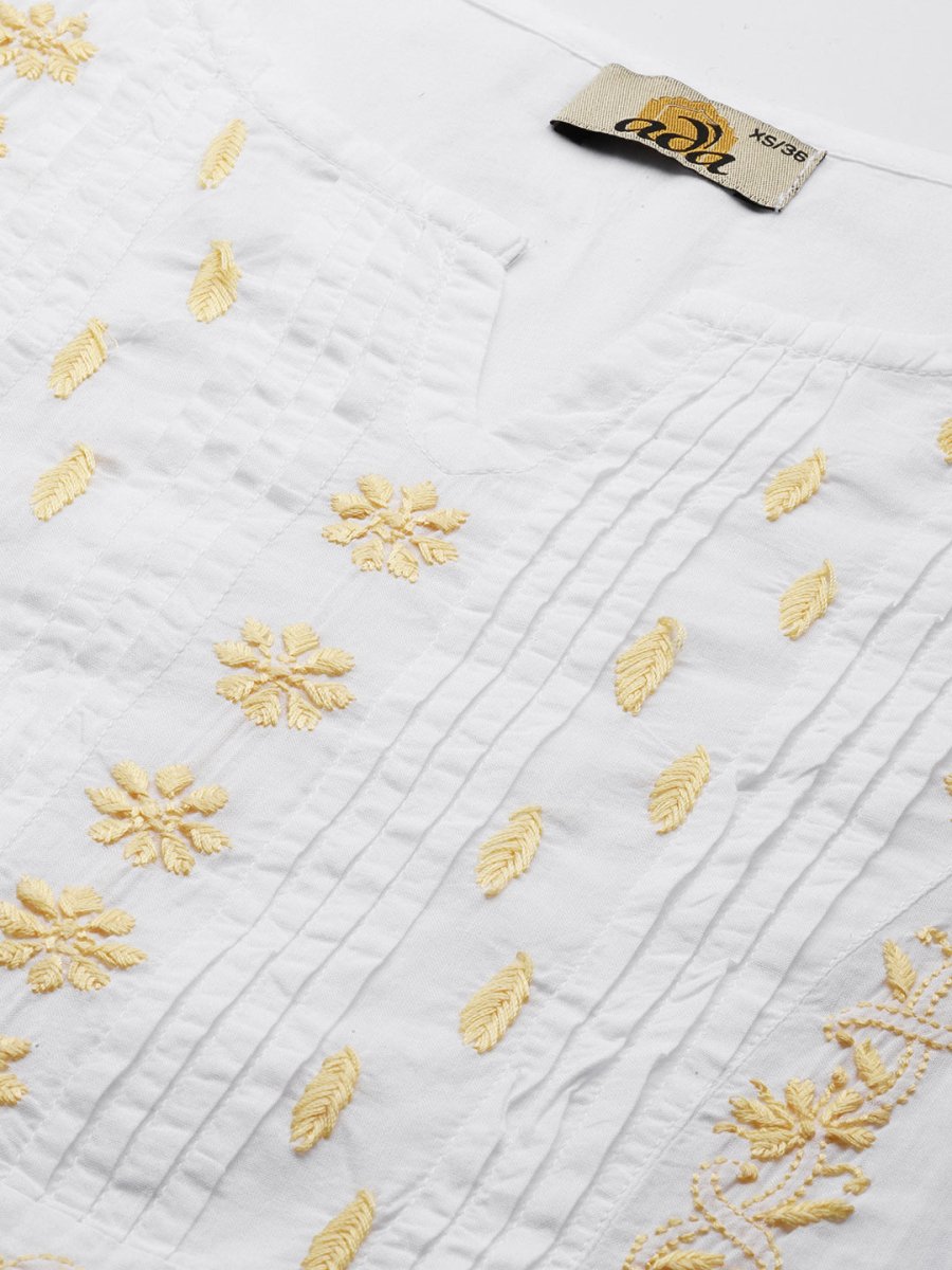 ADA Ethnic Motifs Chikankari Embroidered Cotton Kurta