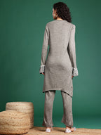 Sangria Printed Keyhole Neck Kurta with Trousers