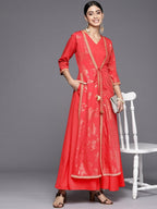 Ahalyaa Floral Printed Ethnic Maxi Dress - Distacart