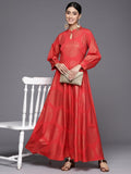 Ahalyaa Ethnic Motifs Keyhole Neck Ethnic Maxi Dress - Distacart