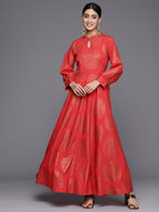 Ahalyaa Ethnic Motifs Keyhole Neck Ethnic Maxi Dress - Distacart