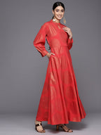 Ahalyaa Ethnic Motifs Keyhole Neck Ethnic Maxi Dress - Distacart