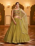 Myra Folurecent Green Gorgette Embroidered Designer Lehenga Choli