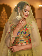 Myra Folurecent Green Gorgette Embroidered Designer Lehenga Choli