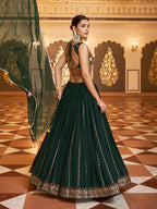 Myra Green Gorgette Embroidered Designer Lehenga Choli