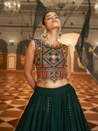 Myra Green Gorgette Embroidered Designer Lehenga Choli
