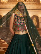 Myra Green Gorgette Embroidered Designer Lehenga Choli