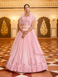 Myra Pink Gorgette Embroidered Designer Lehenga Choli