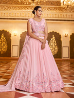 Myra Pink Gorgette Embroidered Designer Lehenga Choli