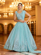Myra Sky Gorgette Embroidered Designer Lehenga Choli