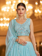 Myra Sky Gorgette Embroidered Designer Lehenga Choli