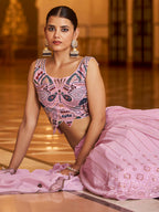 Myra Dusty Gorgette Embroidered Designer Lehenga Choli