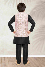 Raivat Ethnic Banarasi Silk Digital Printed Kurta Pajama With Jacket In Light Pink Colour - Distacart