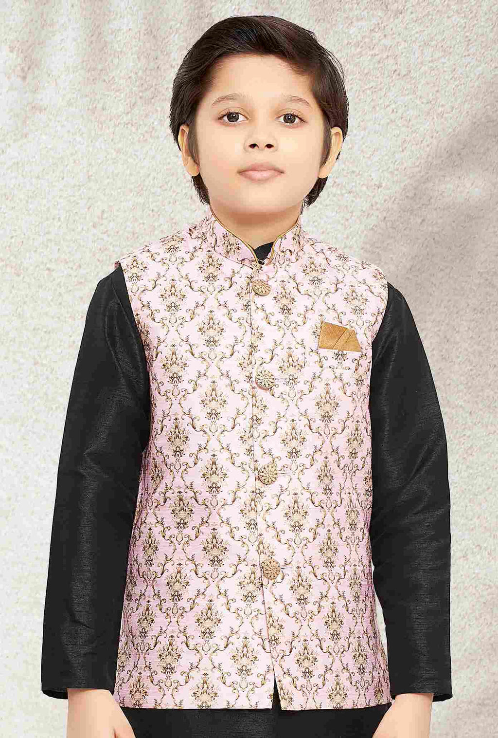 Raivat Ethnic Banarasi Silk Digital Printed Kurta Pajama With Jacket In Light Pink Colour - Distacart