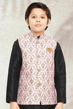 Raivat Ethnic Banarasi Silk Digital Printed Kurta Pajama With Jacket In Light Pink Colour - Distacart
