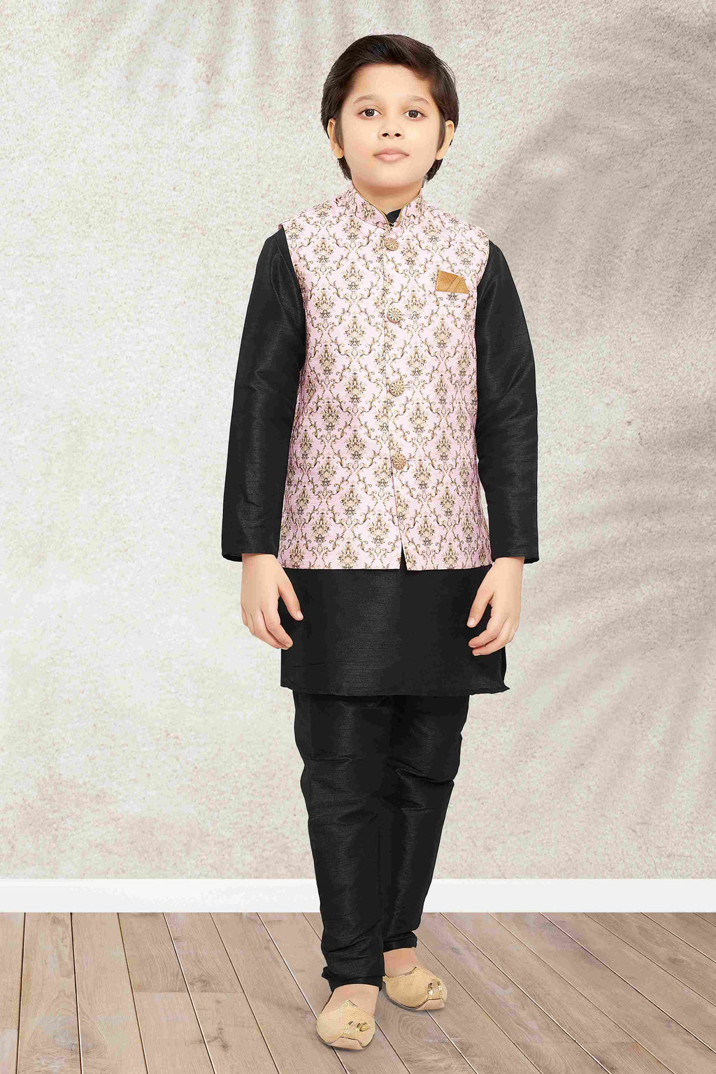 Raivat Ethnic Banarasi Silk Digital Printed Kurta Pajama With Jacket In Light Pink Colour - Distacart