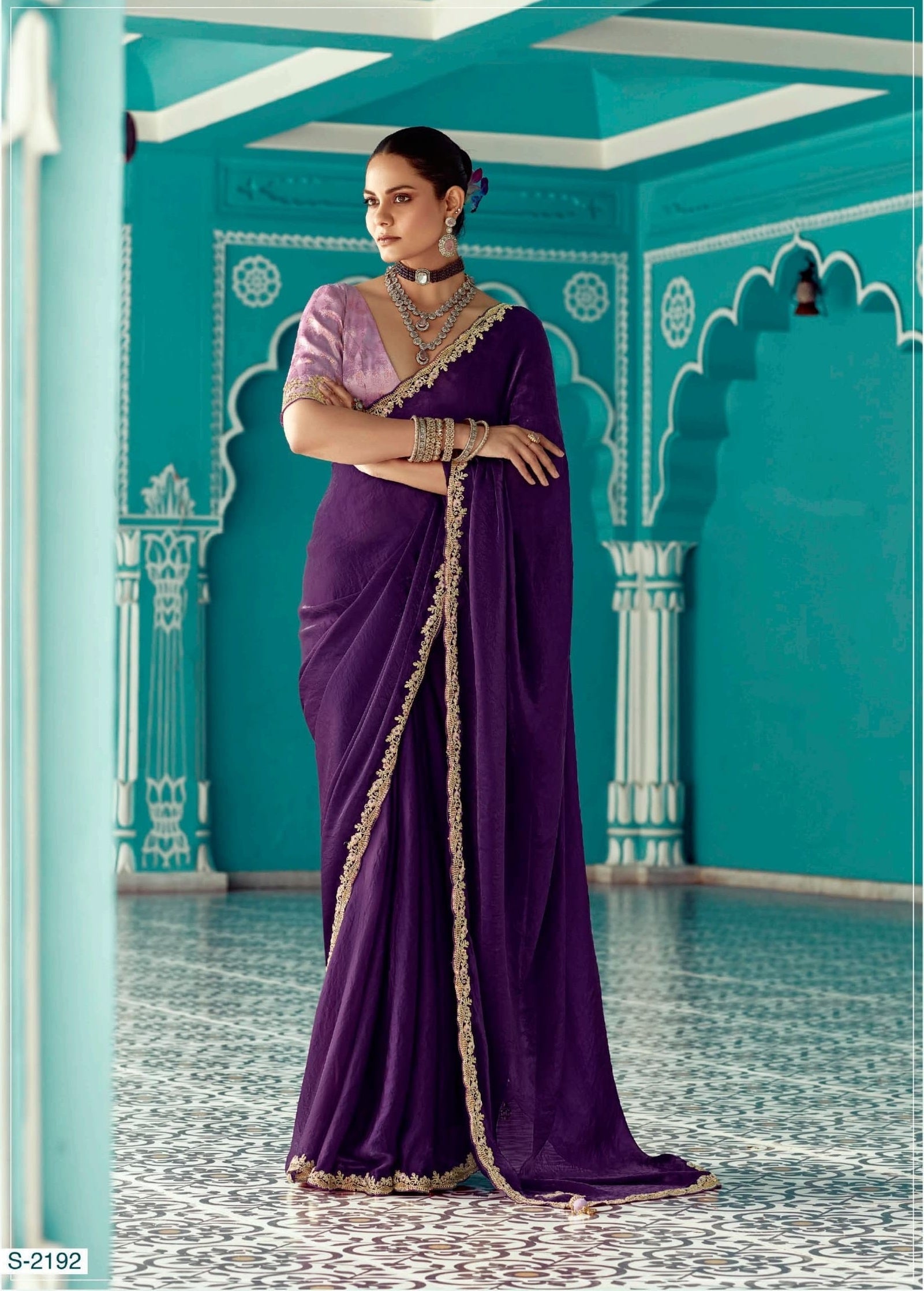 Anaita Violet Embroidery Work Saree With Jacquard Work Blouse Piece - Distacart