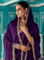 Anaita Violet Embroidery Work Saree With Jacquard Work Blouse Piece - Distacart
