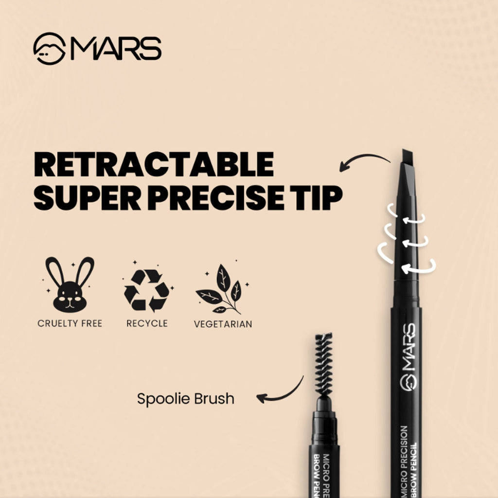 MARS Cosmetics Micro Precision Brow Pencil - Black - Distacart
