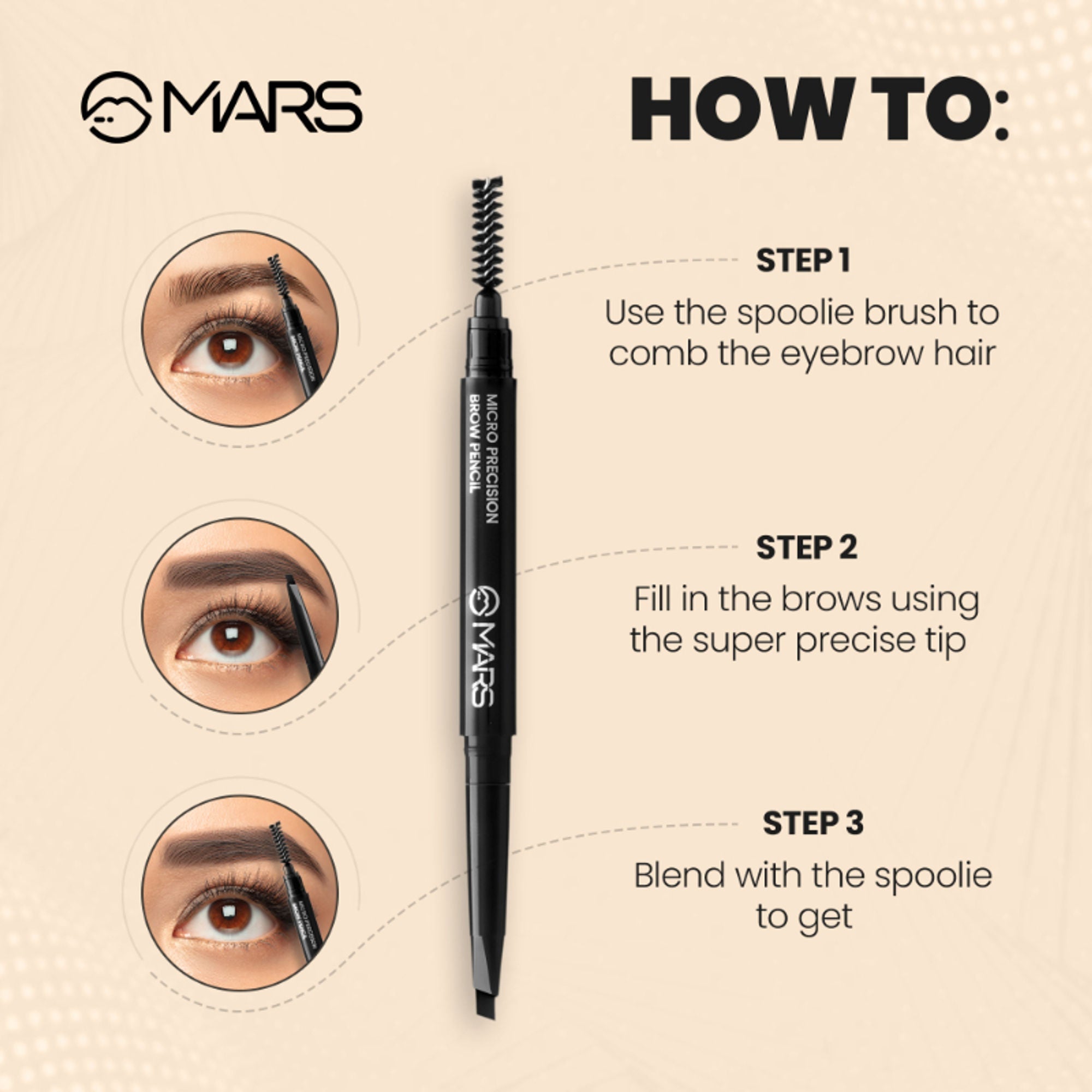 MARS Cosmetics Micro Precision Brow Pencil - Black - Distacart