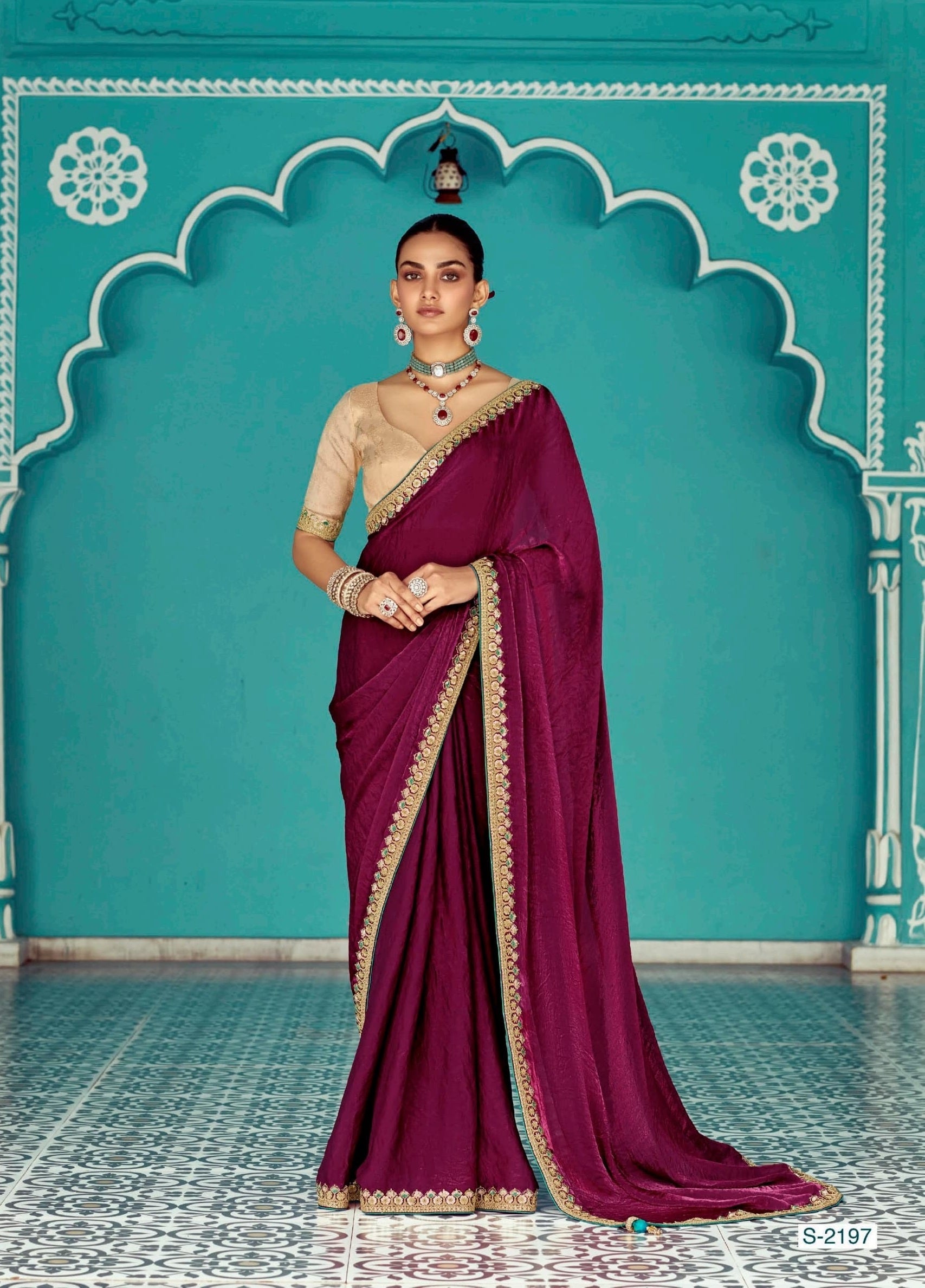 Anaita Maroon Embroidery Work Saree With Jacquard Work Blouse Piece - Distacart