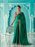 Anaita Dark Green Embroidery Work Saree With Jacquard Work Blouse Piece - Distacart