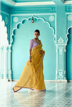 Anaita Yellow Embroidery Work Saree With Jacquard Work Blouse Piece - Distacart