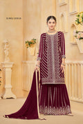 Anaita Maroon Faux Georgette Embroidered Stitched Salwar Suit - Distacart