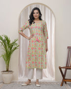 Vaasva Women Multi Cotton Printed Straight Kurti