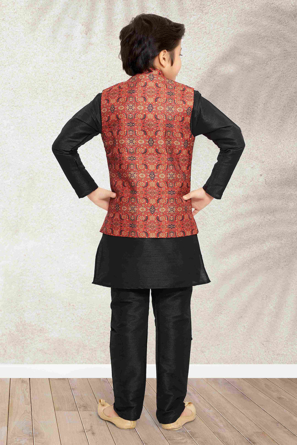 Raivat Ethnic Banarasi Silk Digital Printed Kurta Pajama With Jacket In Maroon Colour - Distacart