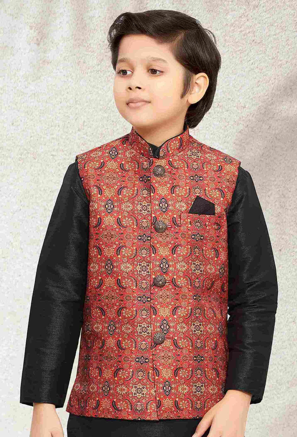 Raivat Ethnic Banarasi Silk Digital Printed Kurta Pajama With Jacket In Maroon Colour - Distacart
