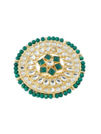 NVR Women's Traditional Ethnic Kundan Meenakari Gold-Polished Ajustable Finger Ring