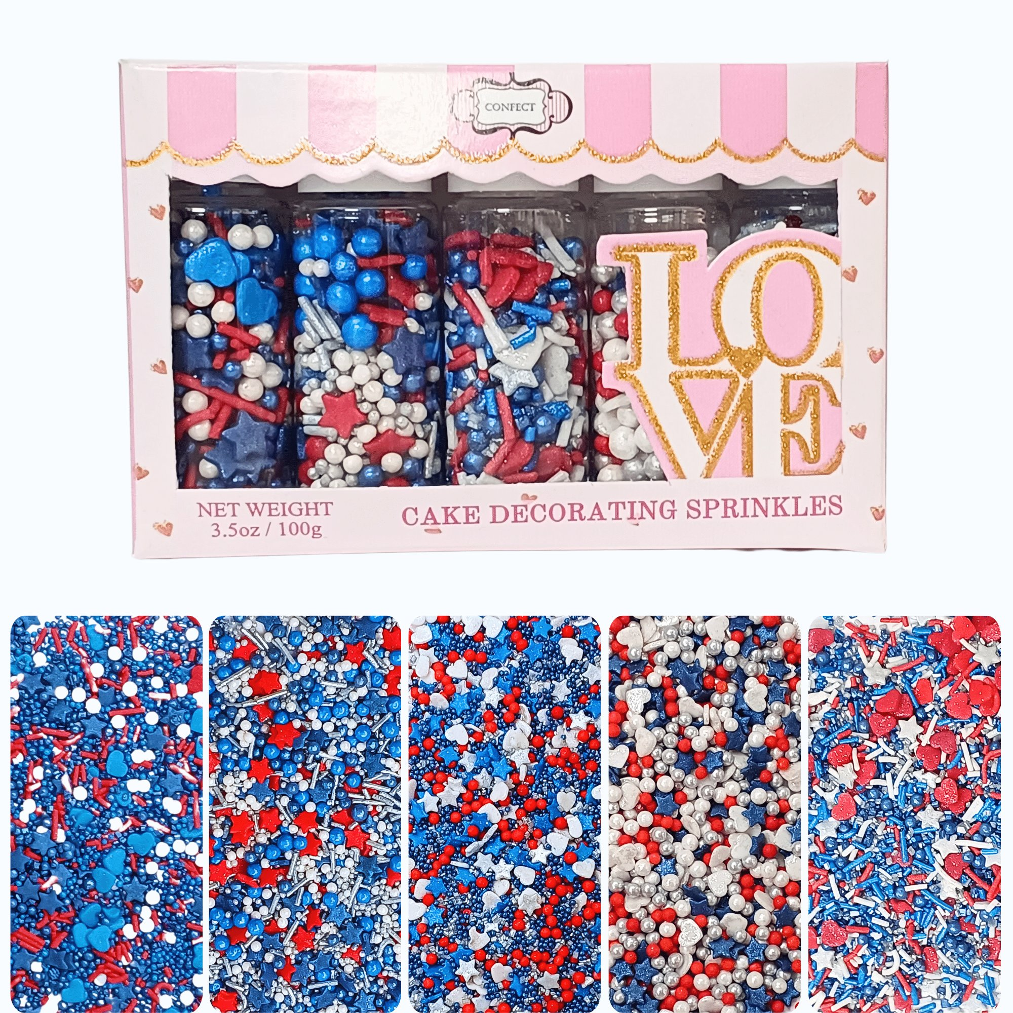 confect edible patriotic sprinkles edible sprinkles for cake cupcake decorations heros triumph sprinkle pack of 5 j4 05