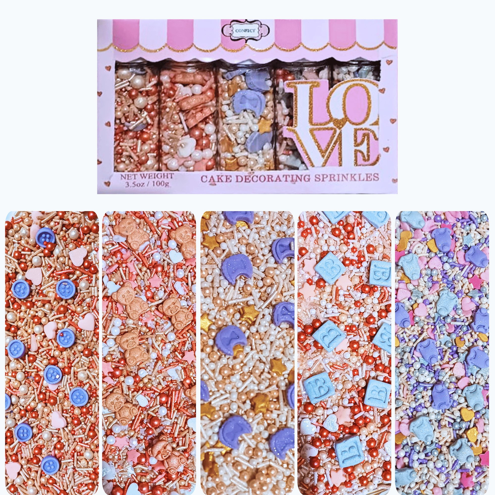 confect girls baby shower sprinkles edible sprinkles pack of 5 baby shower 20