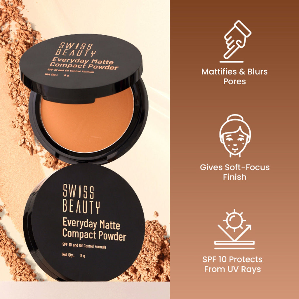 Swiss Beauty Everyday Matte Compact - 6 Hazel - Distacart